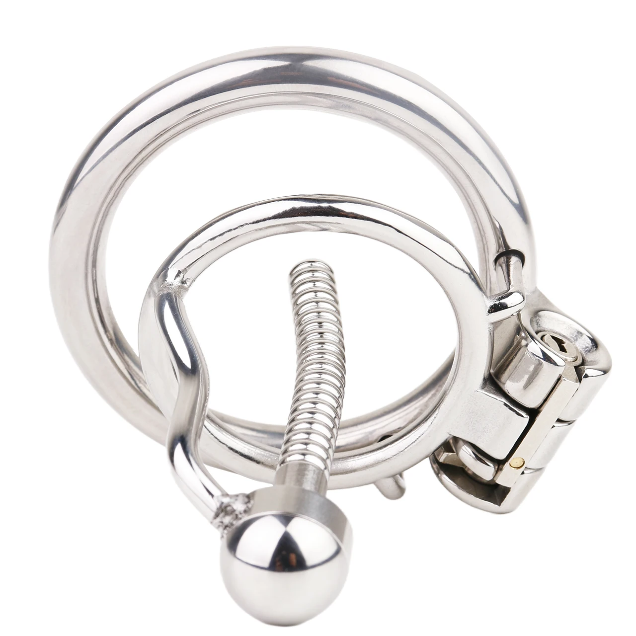 FRRK Stainless Steel Male Chastity Devices Cock Cage With Urethral Catheter Penis Lock Cock Ring Sex Toys For Men Chastity Belt