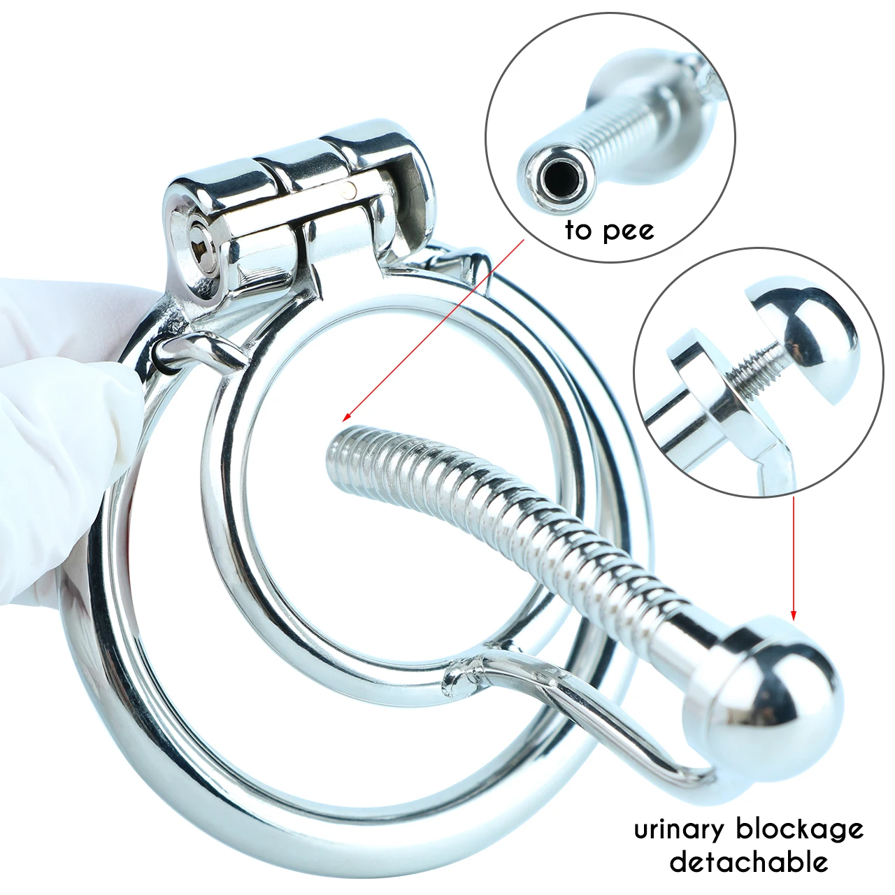 FRRK Stainless Steel Male Chastity Devices Cock Cage With Urethral Catheter Penis Lock Cock Ring Sex Toys For Men Chastity Belt