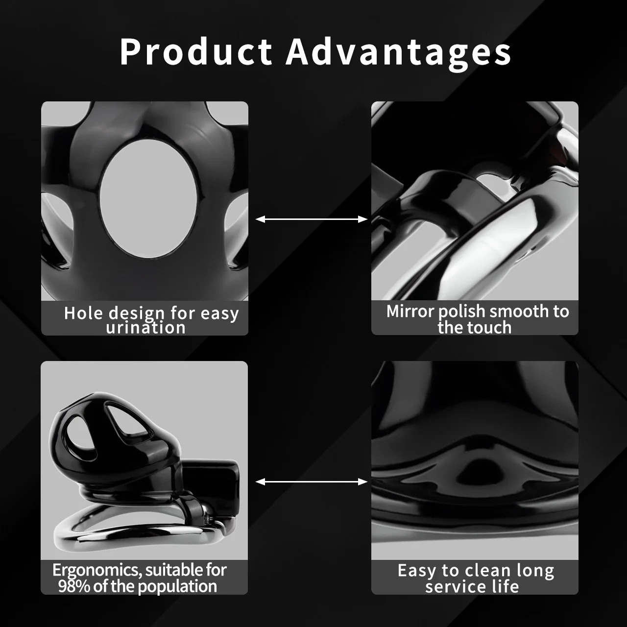 FRRK ABS Resin Black Male Chastity Cage with Aluminum Alloy Penile Ring Erotic Urethral Lock Penis Restraint Device BDSM Sex Toy