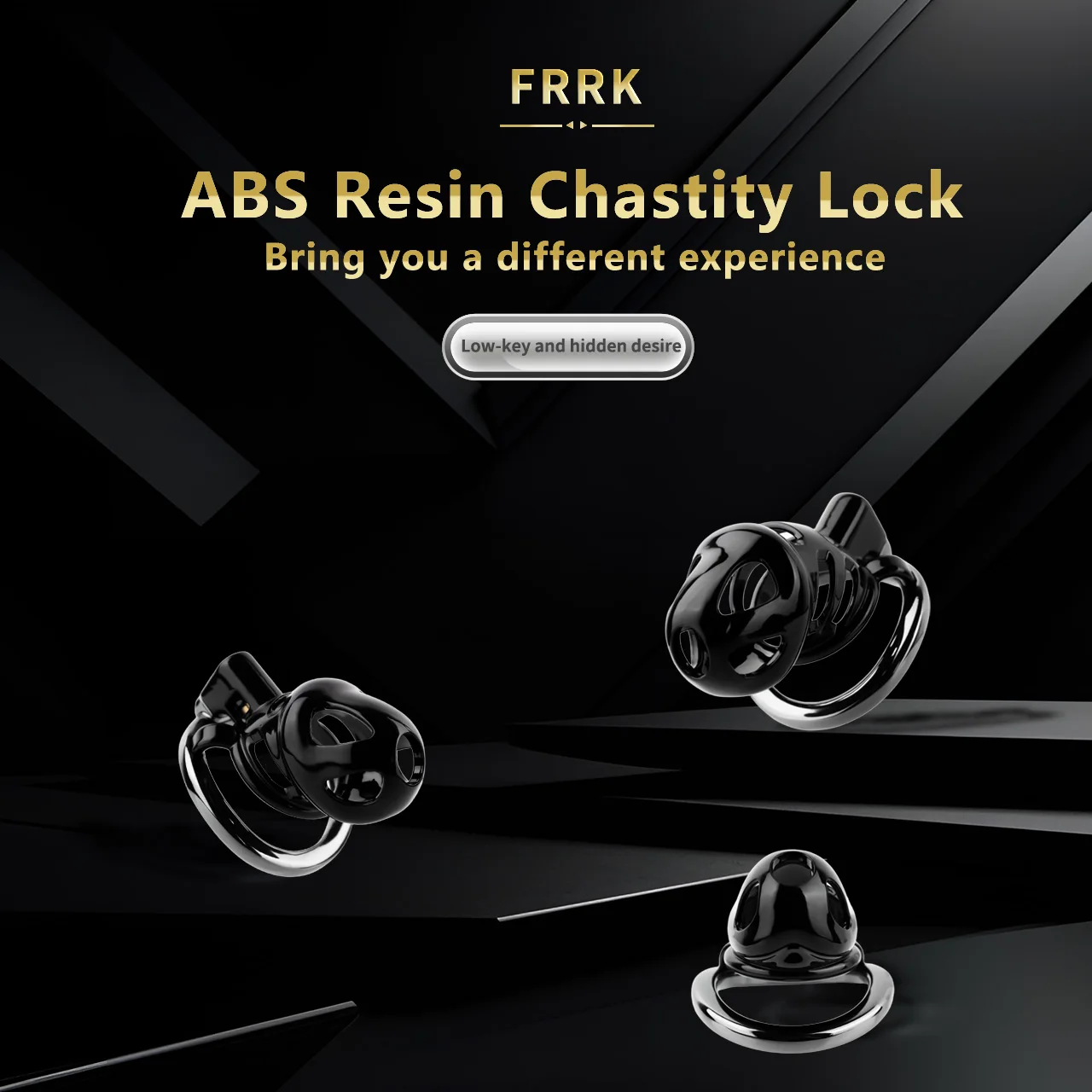 FRRK ABS Resin Black Male Chastity Cage with Aluminum Alloy Penile Ring Erotic Urethral Lock Penis Restraint Device BDSM Sex Toy