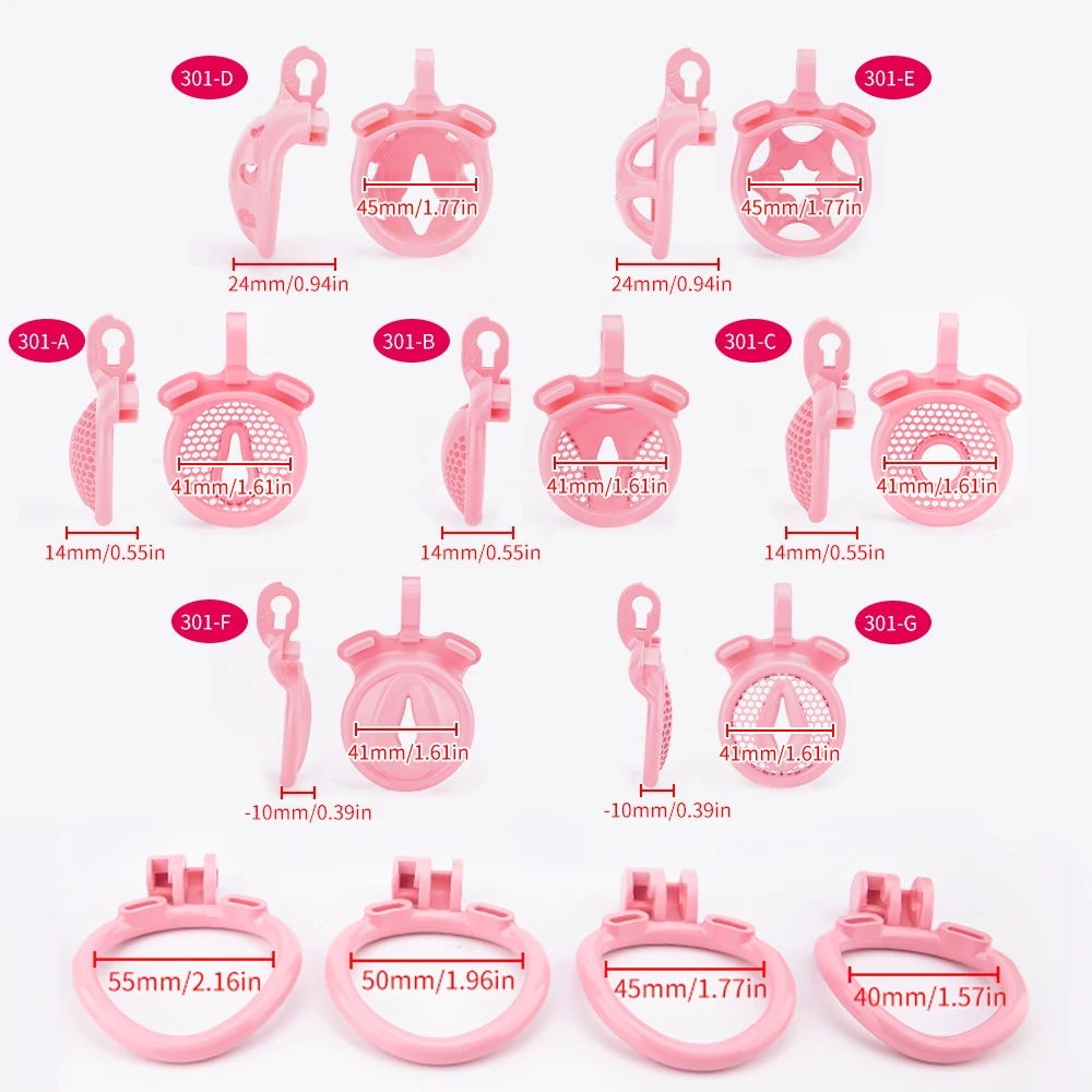 New Small Pink Pussy Chastity Cage Print Lightweight Male Cock Cage With 4 Curved Base Ring Erotic Bondage BDSM Sex Toys For Men