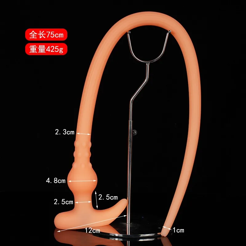 Long Silicone Anal Plug Douche Set Enema Probe Deep Anal Plug Shower Douche Nozzle Extended Enema Hollow Butt Plug Dildo SexToys