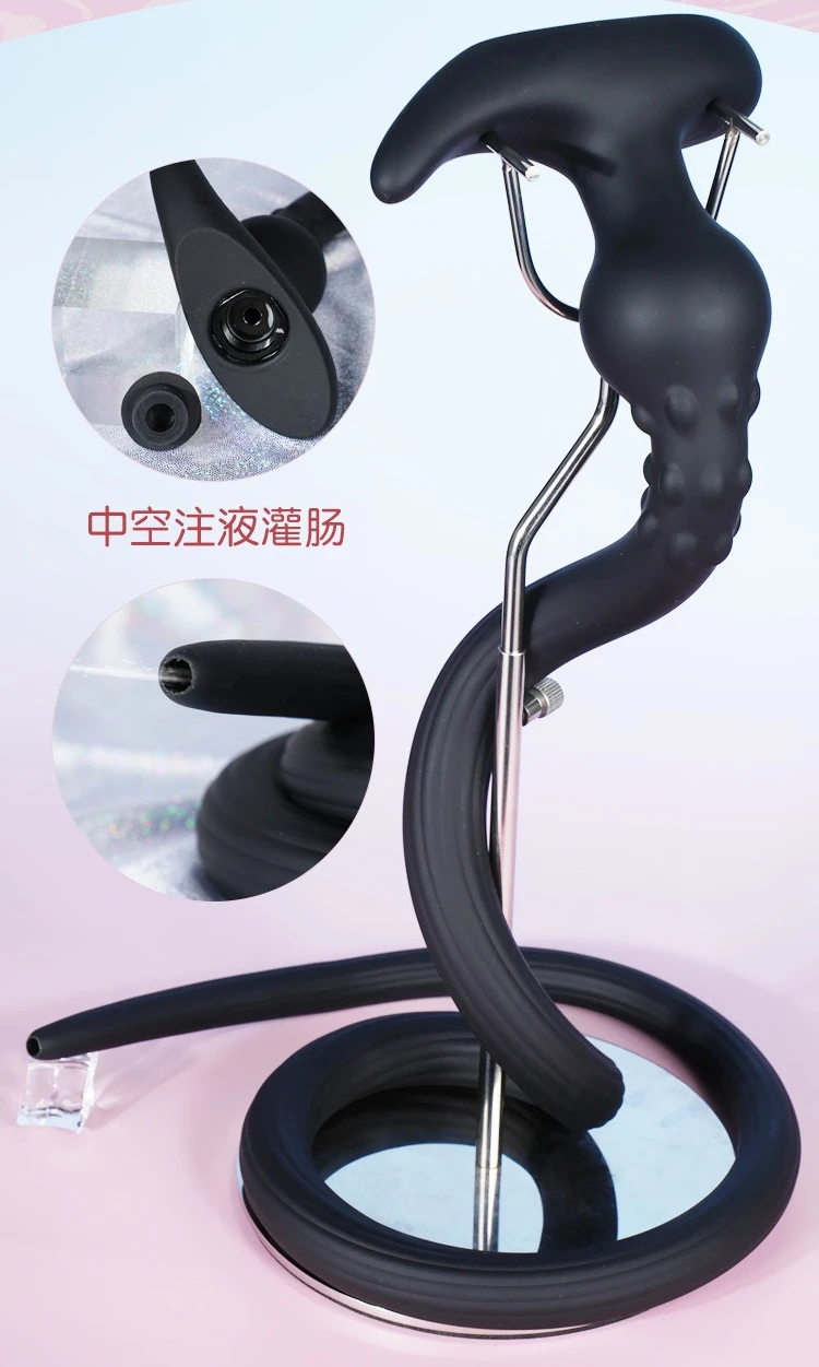 Long Silicone Anal Plug Douche Set Enema Probe Deep Anal Plug Shower Douche Nozzle Extended Enema Hollow Butt Plug Dildo SexToys