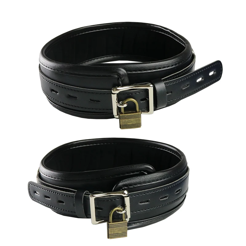 PU Leather Luxury Lock Fetish Slave Adult Sex Modeling Tool Restraint Hands and Legs Bondage