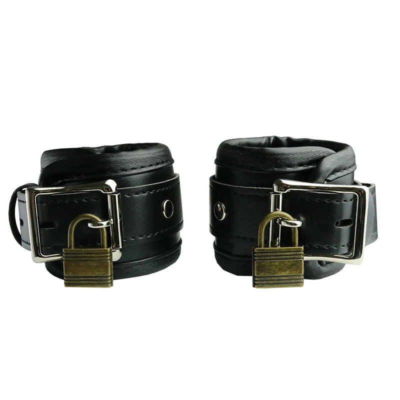 PU Leather Luxury Lock Fetish Slave Adult Sex Modeling Tool Restraint Hands and Legs Bondage