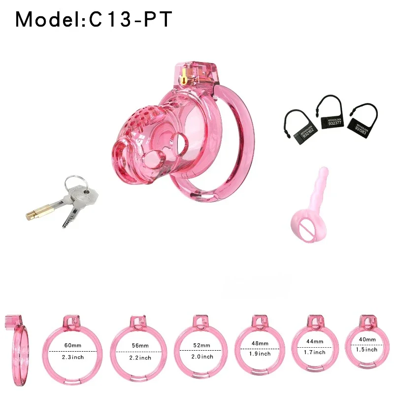 25NEW Soft Rubber Chastity Cage Transparent 6 Flat Ring CB Lock SM Male Abstinence Fake Penis Lock Adult Products Erotic Toys정조대