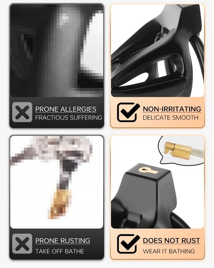 Long/Short Two Cages Male Chastity Cage Sex Toy with 4 Size Cock Rings Invisibility Equipment Props Restraint Device for Man Gay