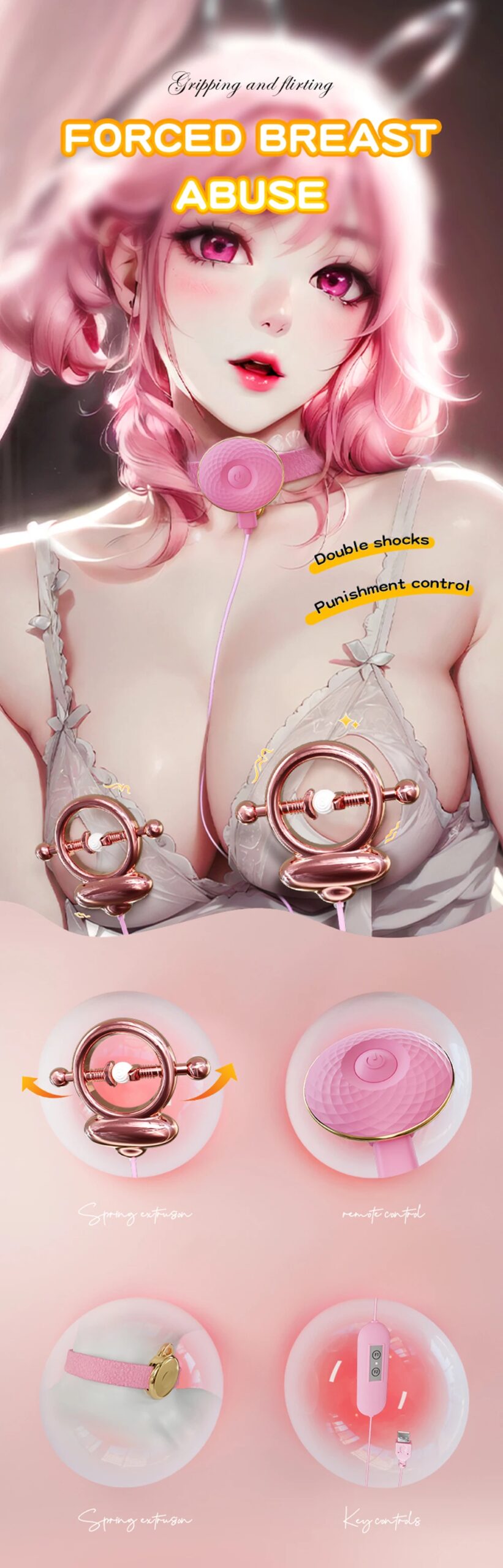 Electric Nipple Clamp Breast Massage Vibrator 15 Modes Enhancer Bondage Adult Stimulator Sex Toys For Women Couples Female