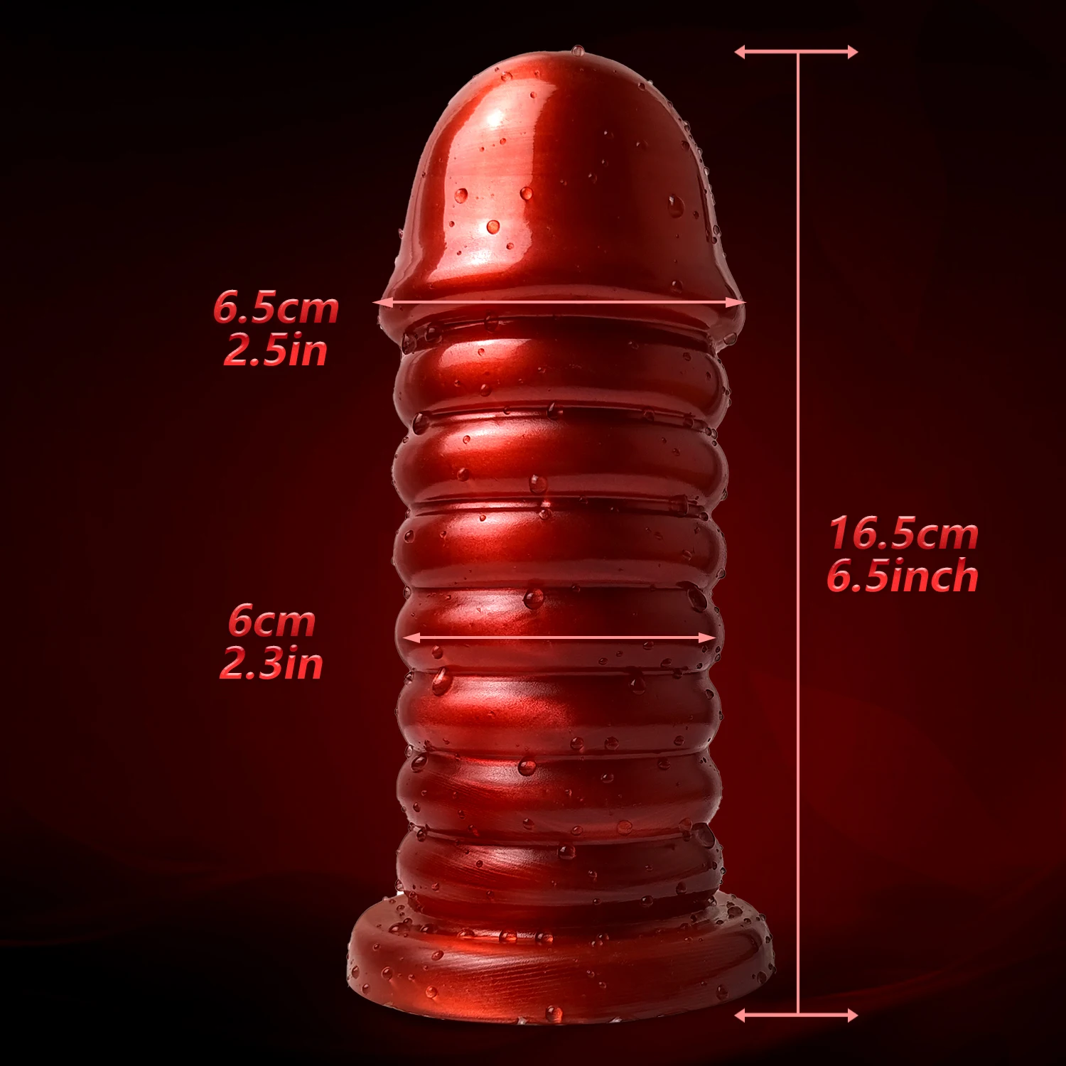 Plug anal grande vermelho com medidas 16,5 cm de comprimento e 6,5 cm de diametro