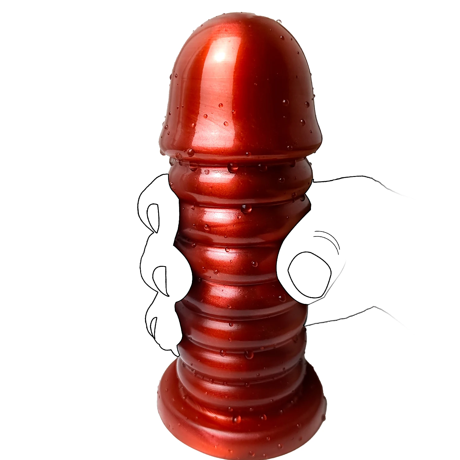 Plug anal grande texturizado em pe com base de ventosa