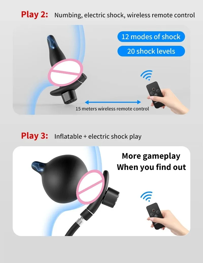 Inflatable Electric Shock Anal Plug Anal Dilation Couple DBSM G-spot Prostate Massage Backyard Masturbator Adult Sex Toy 성인용품18+ Inflatable Electric Shock Anal Plug Anal Dilation Couple DBSM G-spot Prostate Massage Backyard Masturbator Adult Sex Toy 성인용품18+