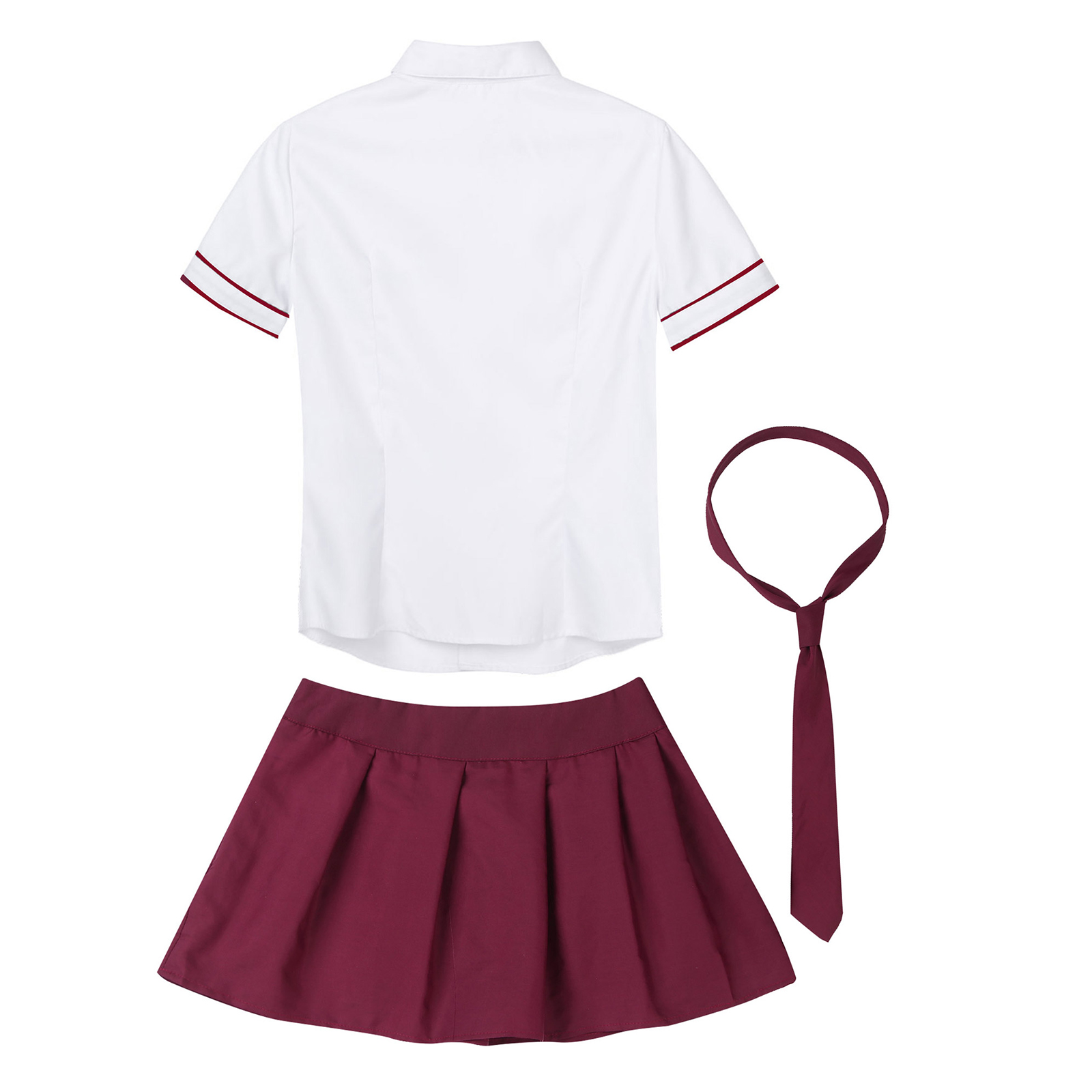 3Pcs Womens Schoolgirl Cosplay Costume Kawaii JK Japanese School Student Uniform Short Sleeve Shirt with Plaid Skirt And Tie Set