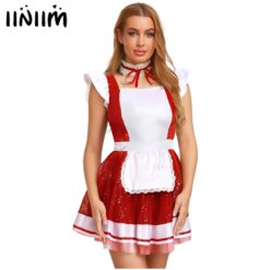 Fantasia Halloween Empregada Lolita Brilhante Maid Glittery Cosplay Dress