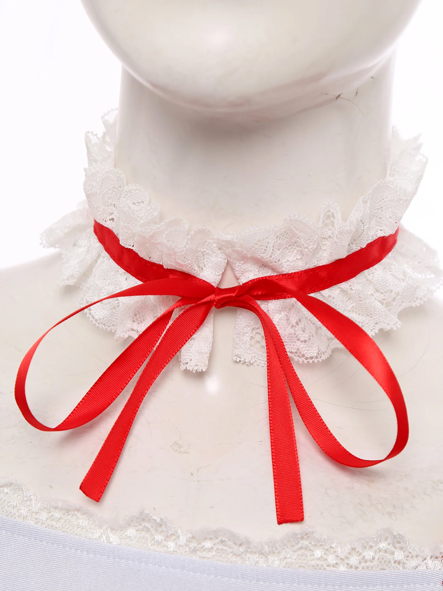 Womens Halloween Lolita Maid Cosplay Dress And Choker Costume Ruffled Lace Trim Apron Glittery Sequin Tulle Underskirt Dress