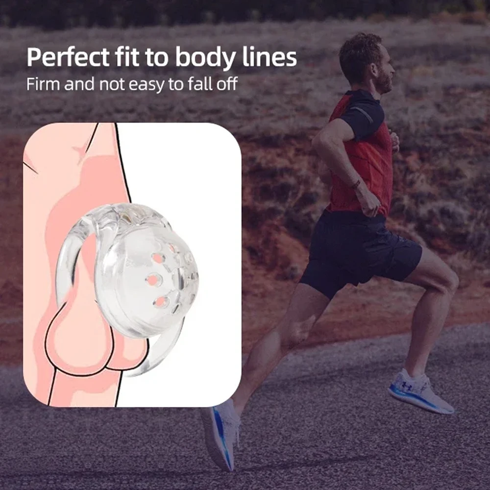 New BDSM Clear Half Circle Chastity Cage 3D-Printed Lightweight Breathable Penis Cock Cage Lock with 4 Base Rings Fetish Play