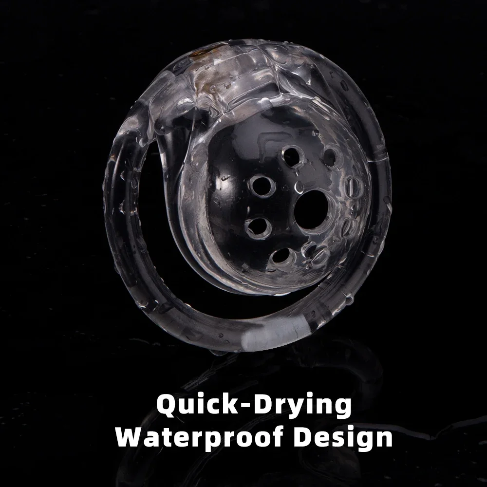New BDSM Clear Half Circle Chastity Cage 3D-Printed Lightweight Breathable Penis Cock Cage Lock with 4 Base Rings Fetish Play