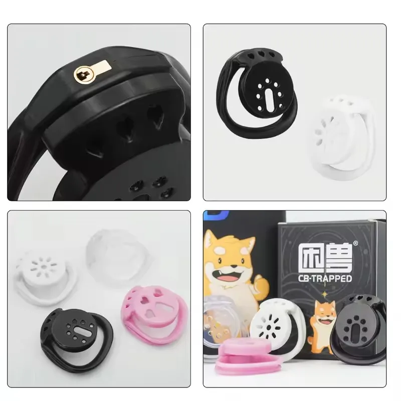 New Smaller Pink Flat Chastity Cage Resin Lightweight Male 3D Printed Chastity Device with 4 Rings Cock Cage Sex Toys for Men18+