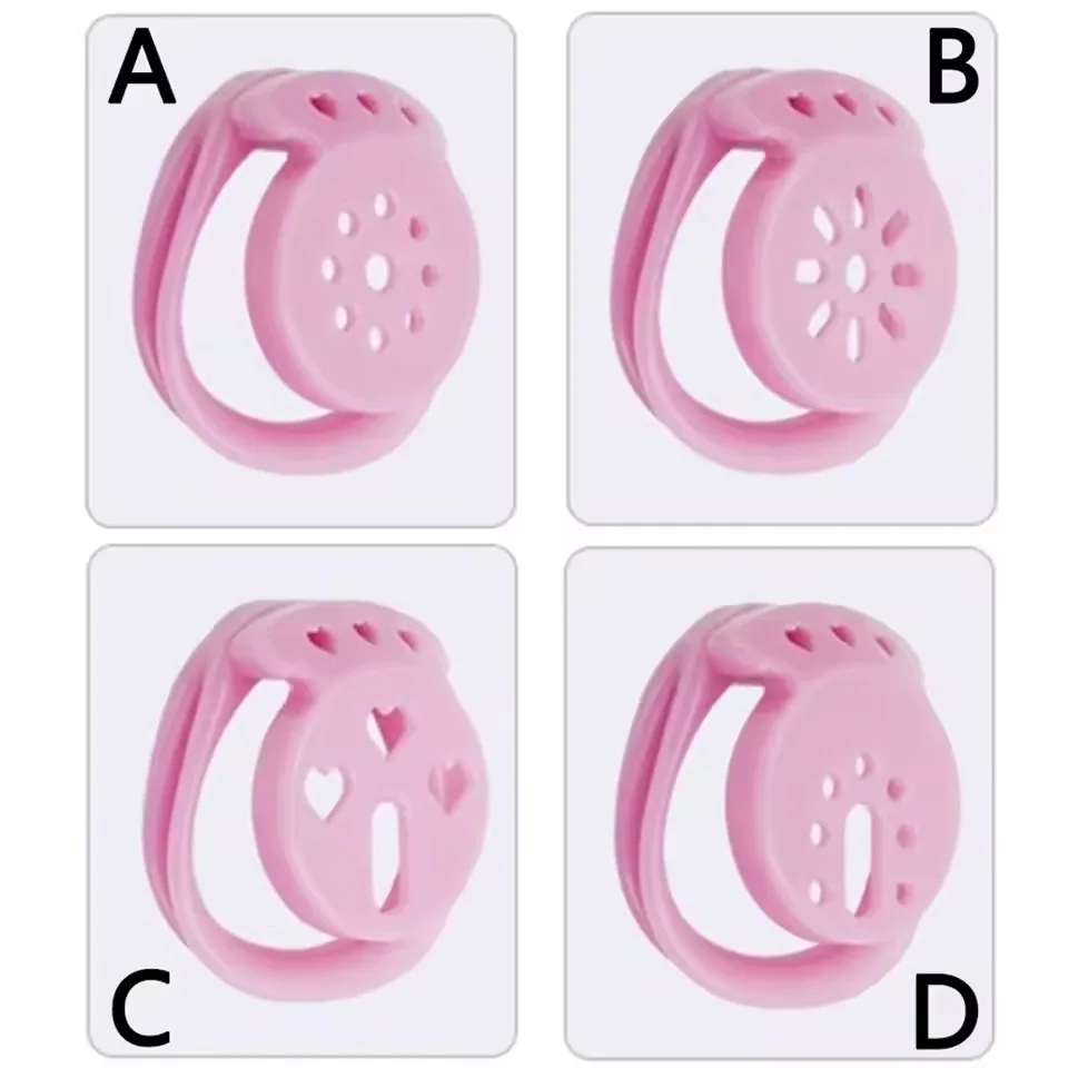 New Smaller Pink Flat Chastity Cage Resin Lightweight Male 3D Printed Chastity Device with 4 Rings Cock Cage Sex Toys for Men18+