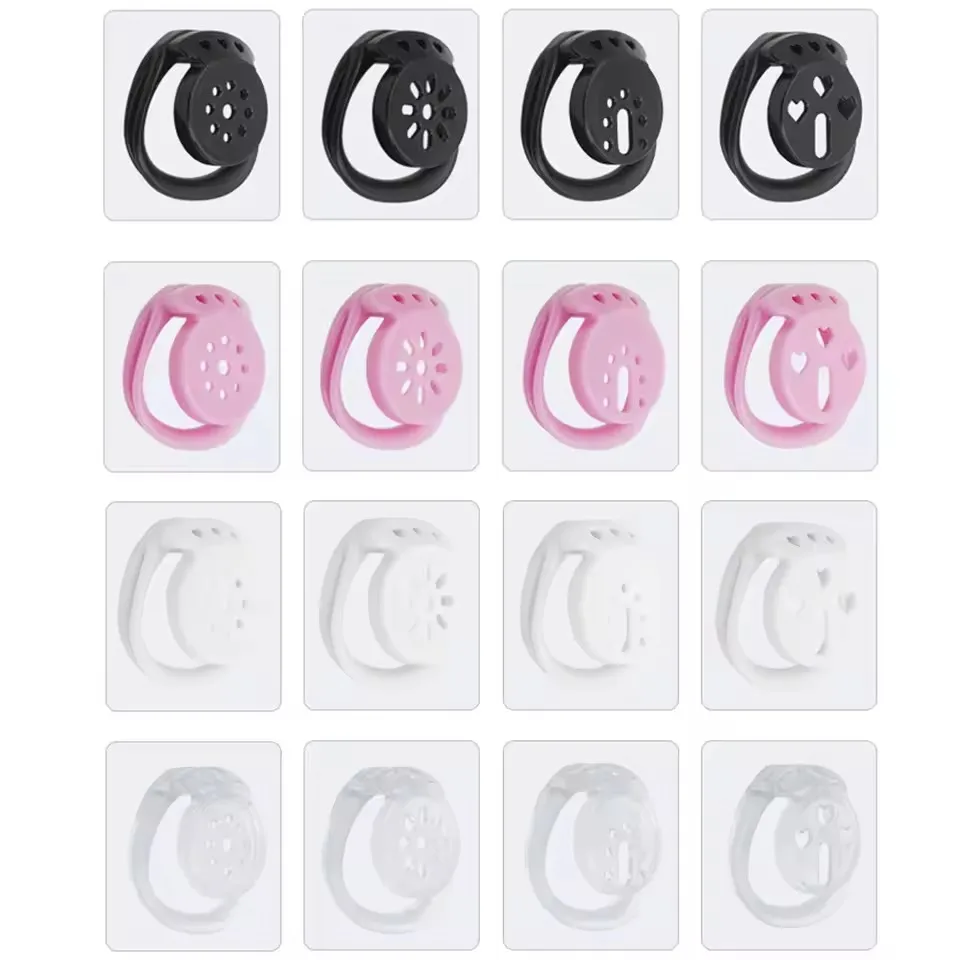 New Smaller Pink Flat Chastity Cage Resin Lightweight Male 3D Printed Chastity Device with 4 Rings Cock Cage Sex Toys for Men18+