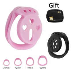 Gaiola de Castidade Plana Com 4 Anéis Pink Flat Chastity Cage