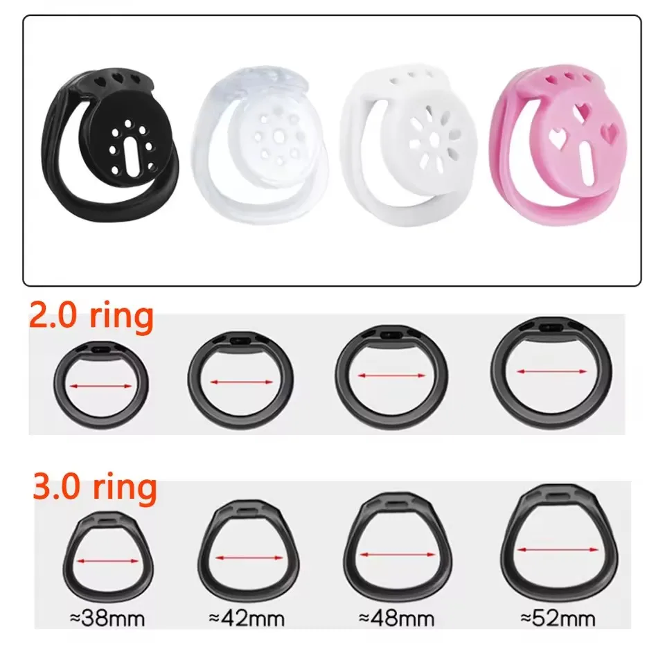 New Smaller Pink Flat Chastity Cage Resin Lightweight Male 3D Printed Chastity Device with 4 Rings Cock Cage Sex Toys for Men18+