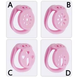 Alternative view of Gaiola de Castidade Plana Com 4 Anéis Pink Flat Chastity Cage