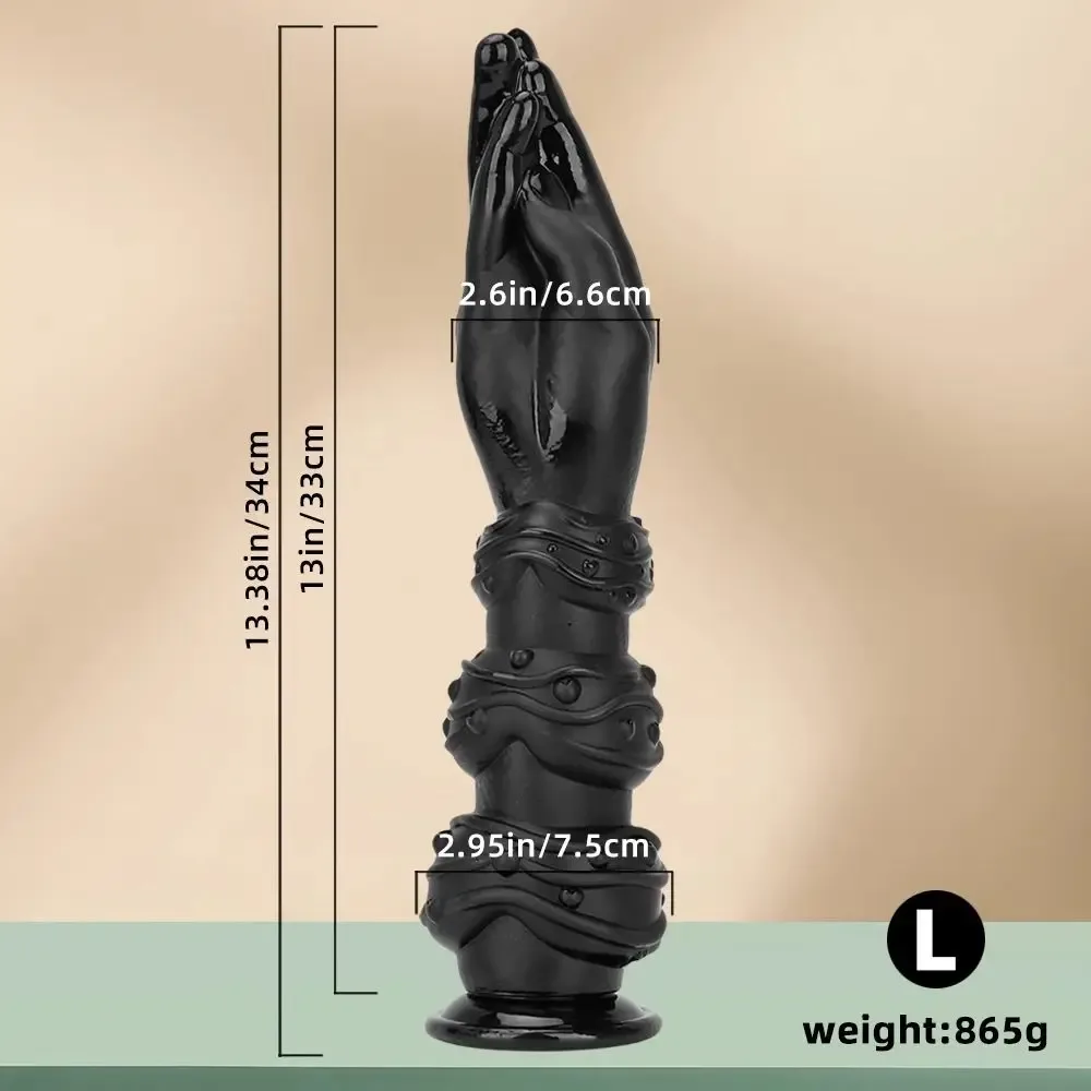 Fisting dildo Large com 34 cm, mão de 6,6 cm e anéis de 7,5 cm
