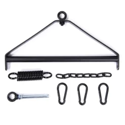 Kit de teto com barra triangular, mola, corrente, mosquetões e parafuso de olhal