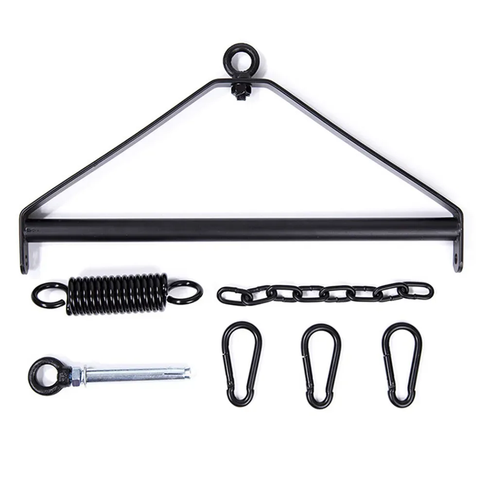 Kit de teto com barra triangular, mola, corrente, mosquetões e parafuso de olhal