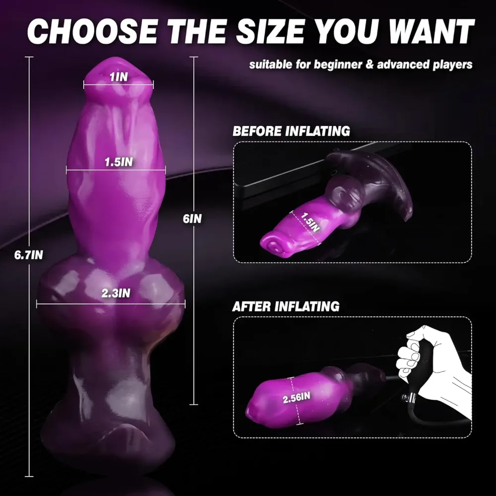 Plug anal inflável D178 com 17 cm de comprimento e diâmetro de 3,8 a 6,5 cm