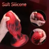 Plug anal de silicone macio vermelho com textura em espiral apertado na mão
