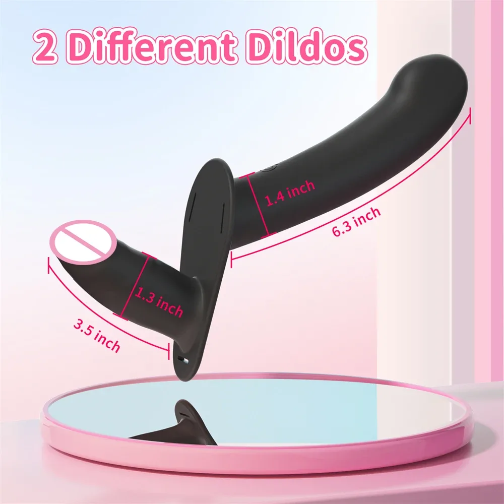 Medidas das duas pontas do vibrador duplo para pegging