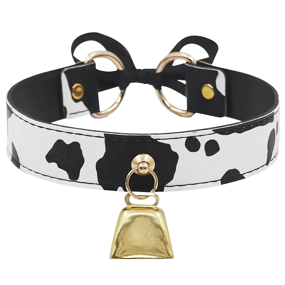 Sexy Leather Cow Print Bell Pendant Collar Choker Necklace for Women Punk Gothic Sweet Bow Necklaces Cosplay Party Jewelry Gifts Sexy Leather Cow Print Bell Pendant Collar Choker Necklace for Women Punk Gothic Sweet Bow Necklaces Cosplay Party Jewelry Gifts