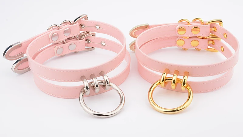 Classic Caged Frame Collar Hand Crafted PU Leather Choker O Round Shape Necklace Women Classic Caged Frame Collar Hand Crafted PU Leather Choker O Round Shape Necklace Women