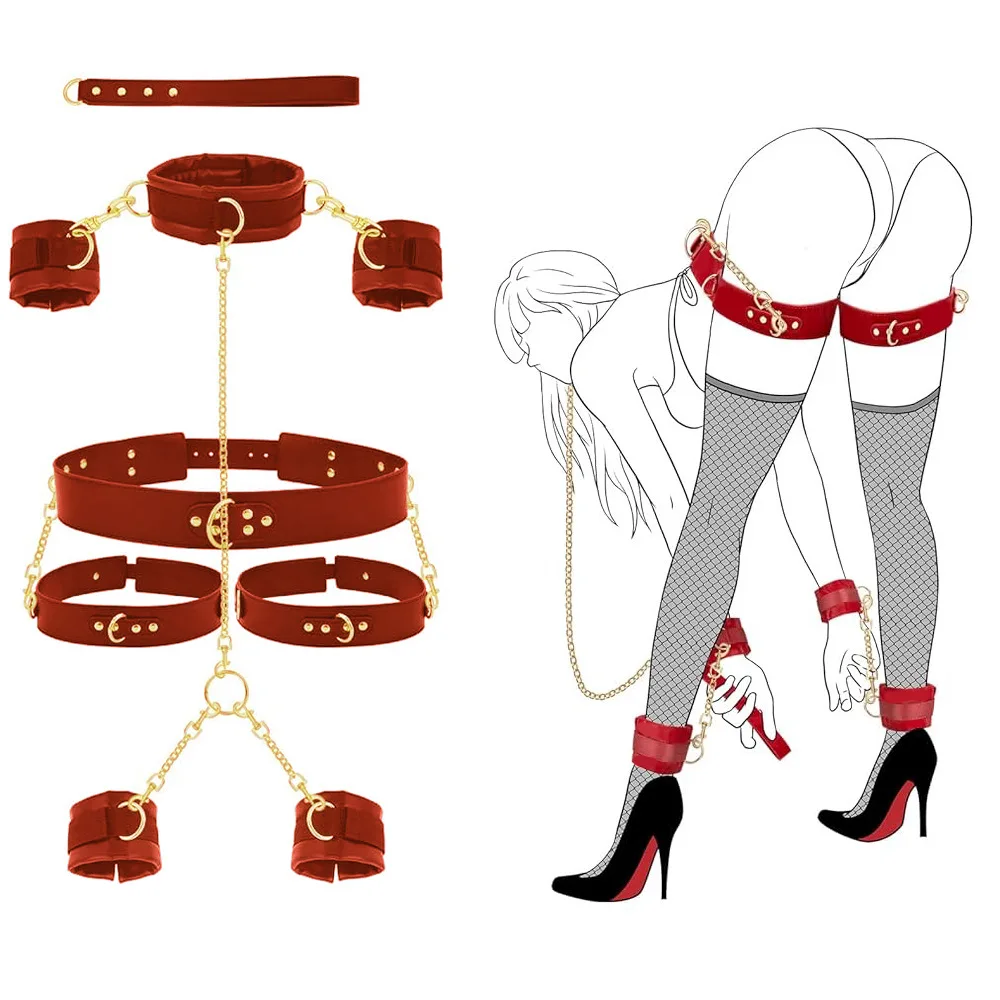 Adjustable Reverse Handcuffs With Chain Foot Cuffs Erotic Toys Kits Leather Binding Strap Toy For Women BDSM Adult Sex Toys 18+ Adjustable Reverse Handcuffs With Chain Foot Cuffs Erotic Toys Kits Leather Binding Strap Toy For Women BDSM Adult Sex Toys 18+