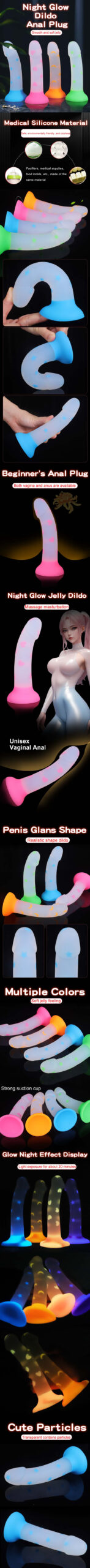 Cute Star Dildo Night Glowing Anal Plug Love-Jelly Noctilucent Light Dildo Vaginal G-spot Anorectal Prostate Massage Masturbator Cute Star Dildo Night Glowing Anal Plug Love-Jelly Noctilucent Light Dildo Vaginal G-spot Anorectal Prostate Massage Masturbator