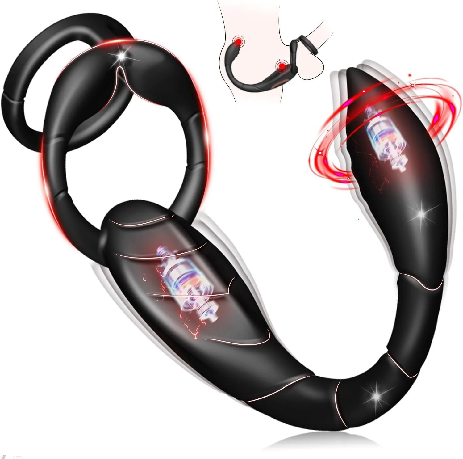 Anel Peniano Plug Anal Vibrador Massageador de Próstata Prostate Massager - Imagem 2