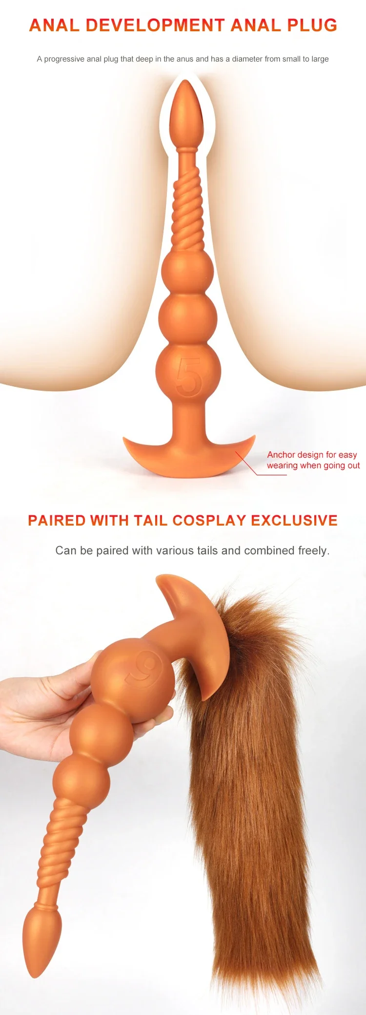 Super Anal Beads Plug Large Ball Dildo Butt Plug Dilator Role Play Vaginal Ass Tail Adult Anus Sex Toys Cosplay Prop Sex Product