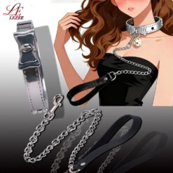 LEZEE Coleira de Metal Gargantilha Bondage Choker