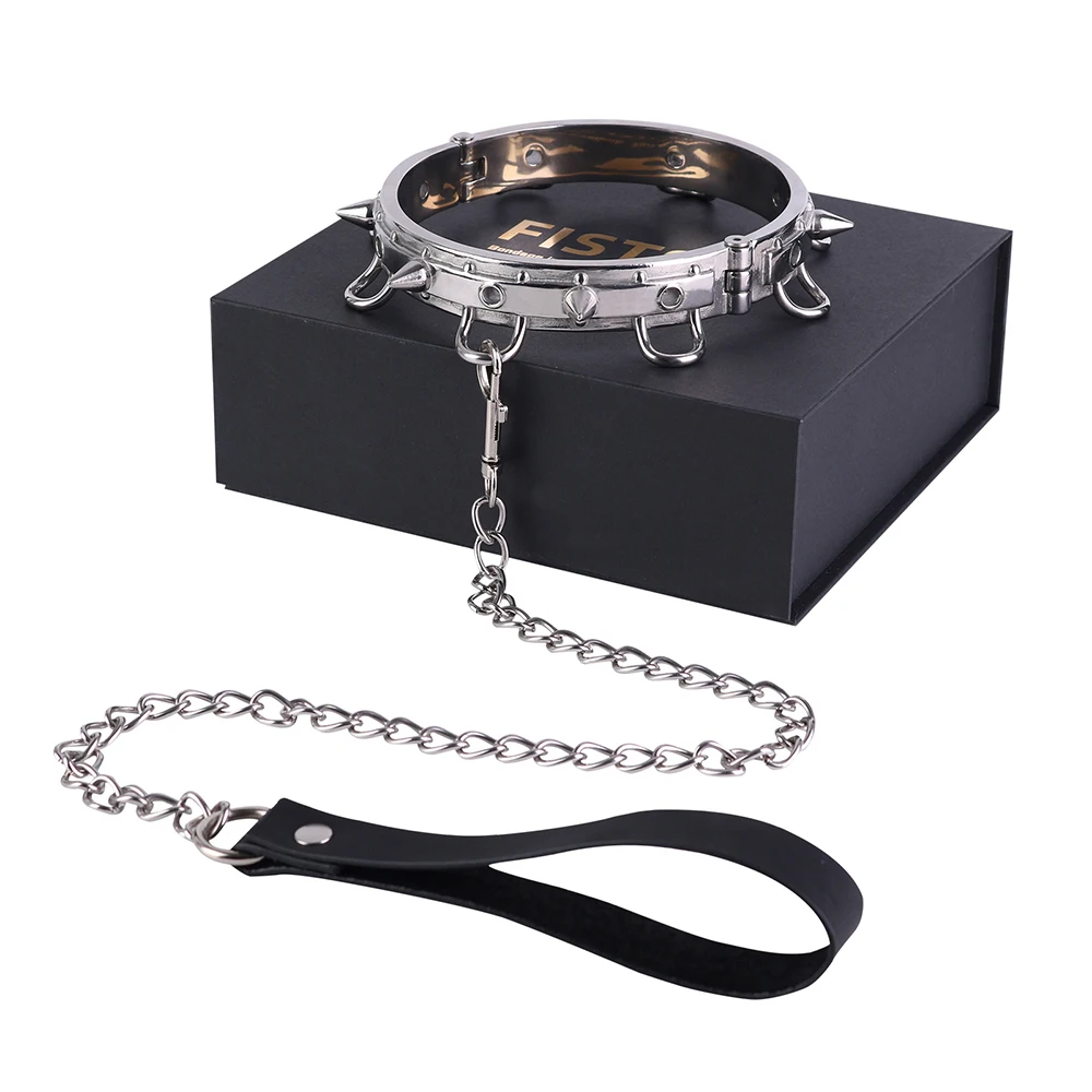 LEZEE Metal Collars Body Bondage Choker Necklace Pleasure Enhance Collar Goth Punk Chain Sexy Chockers Adult Sex Toys For Couple