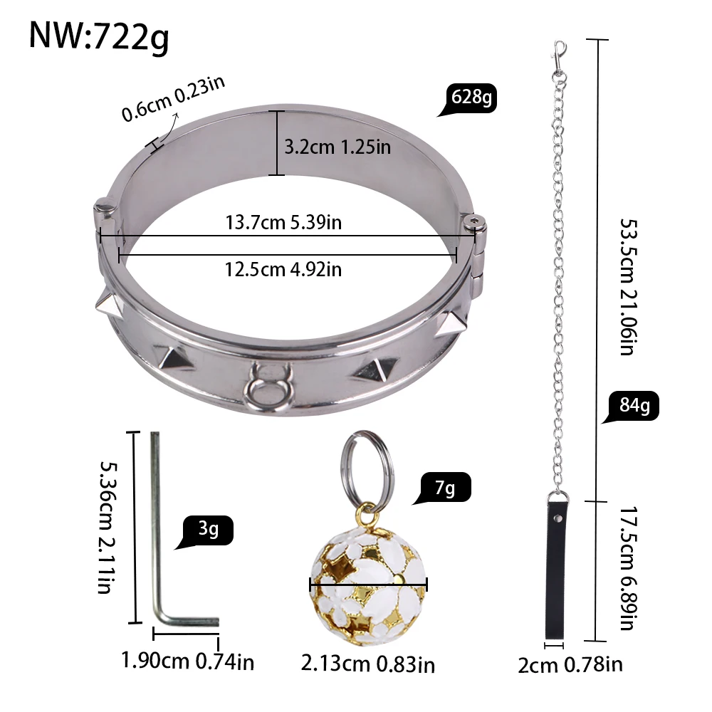 LEZEE Metal Collars Body Bondage Choker Necklace Pleasure Enhance Collar Goth Punk Chain Sexy Chockers Adult Sex Toys For Couple