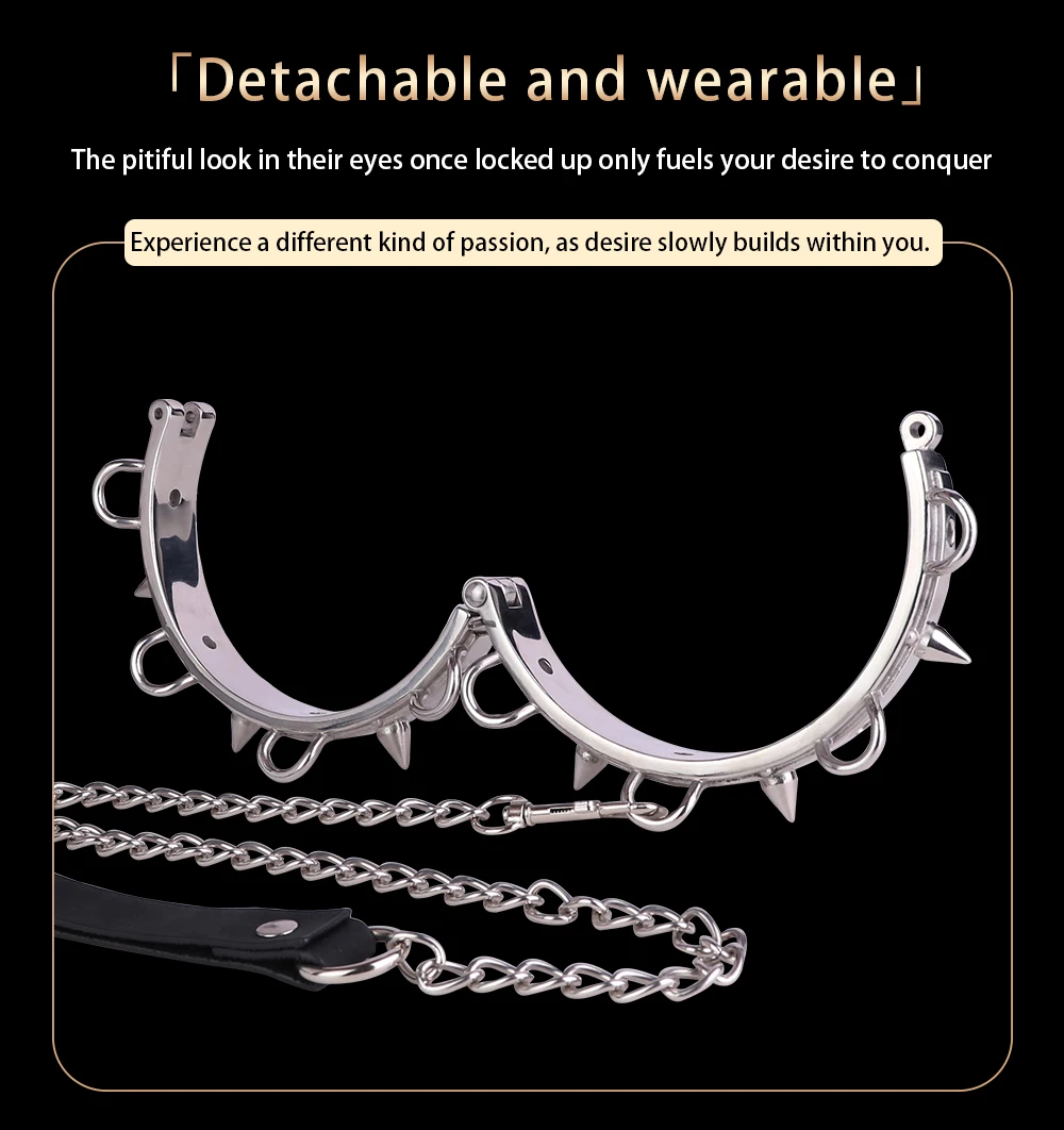 LEZEE Metal Collars Body Bondage Choker Necklace Pleasure Enhance Collar Goth Punk Chain Sexy Chockers Adult Sex Toys For Couple