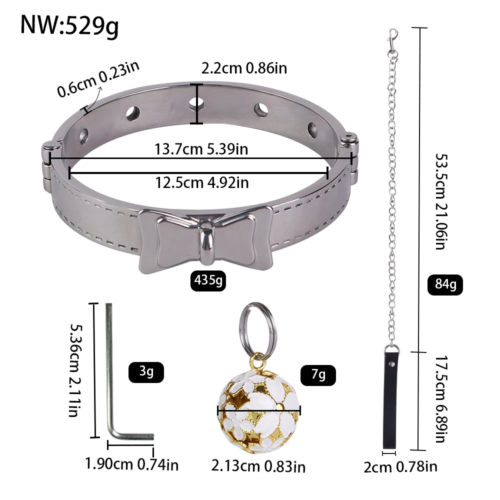 LEZEE Metal Collars Body Bondage Choker Necklace Pleasure Enhance Collar Goth Punk Chain Sexy Chockers Adult Sex Toys For Couple