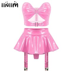 Conjunto Lingerie de Couro Patent Leather Lingerie Set