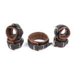 Conjunto 3 Peças Acessório Pulseira de Couro Leather Bondage Bracelet