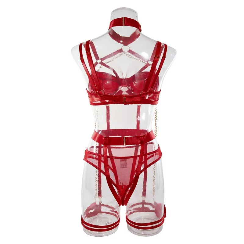 Toucheart 4 Piece Set Sexy Chain Halter Underwear Set For Women Erotic Lingerie Temptation Sexy Role Play Chain Underwear Set