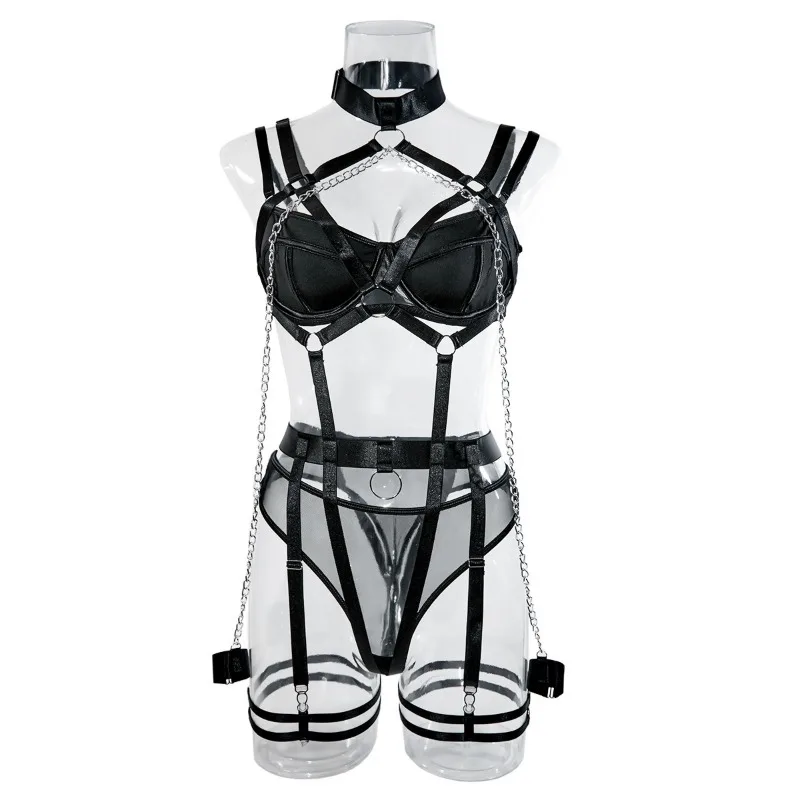 Toucheart 4 Piece Set Sexy Chain Halter Underwear Set For Women Erotic Lingerie Temptation Sexy Role Play Chain Underwear Set