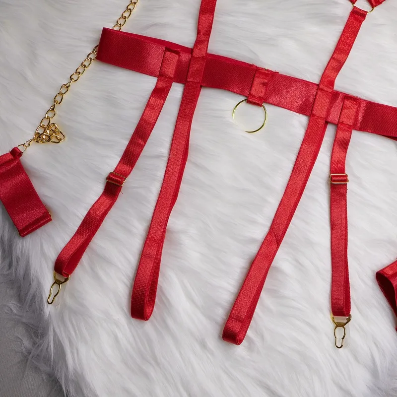 Toucheart 4 Piece Set Sexy Chain Halter Underwear Set For Women Erotic Lingerie Temptation Sexy Role Play Chain Underwear Set