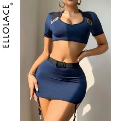 Uniforme Policial Ellolace Halloween Sexy Lingerie Police Officer