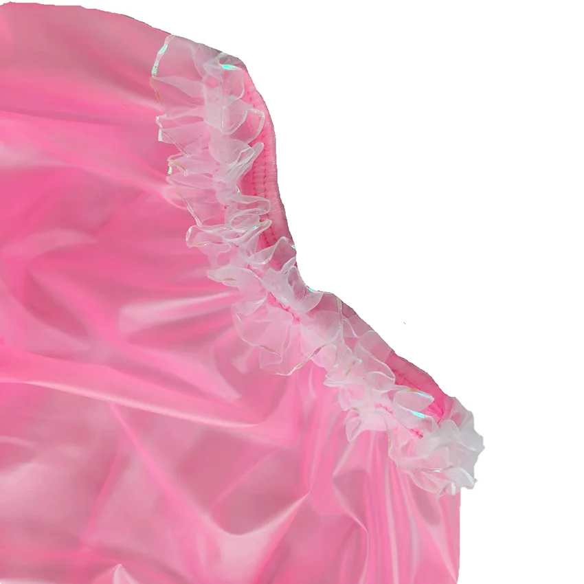 LangKee Haian PVC Adult Baby Lace Panties Plastic pants Color Pink